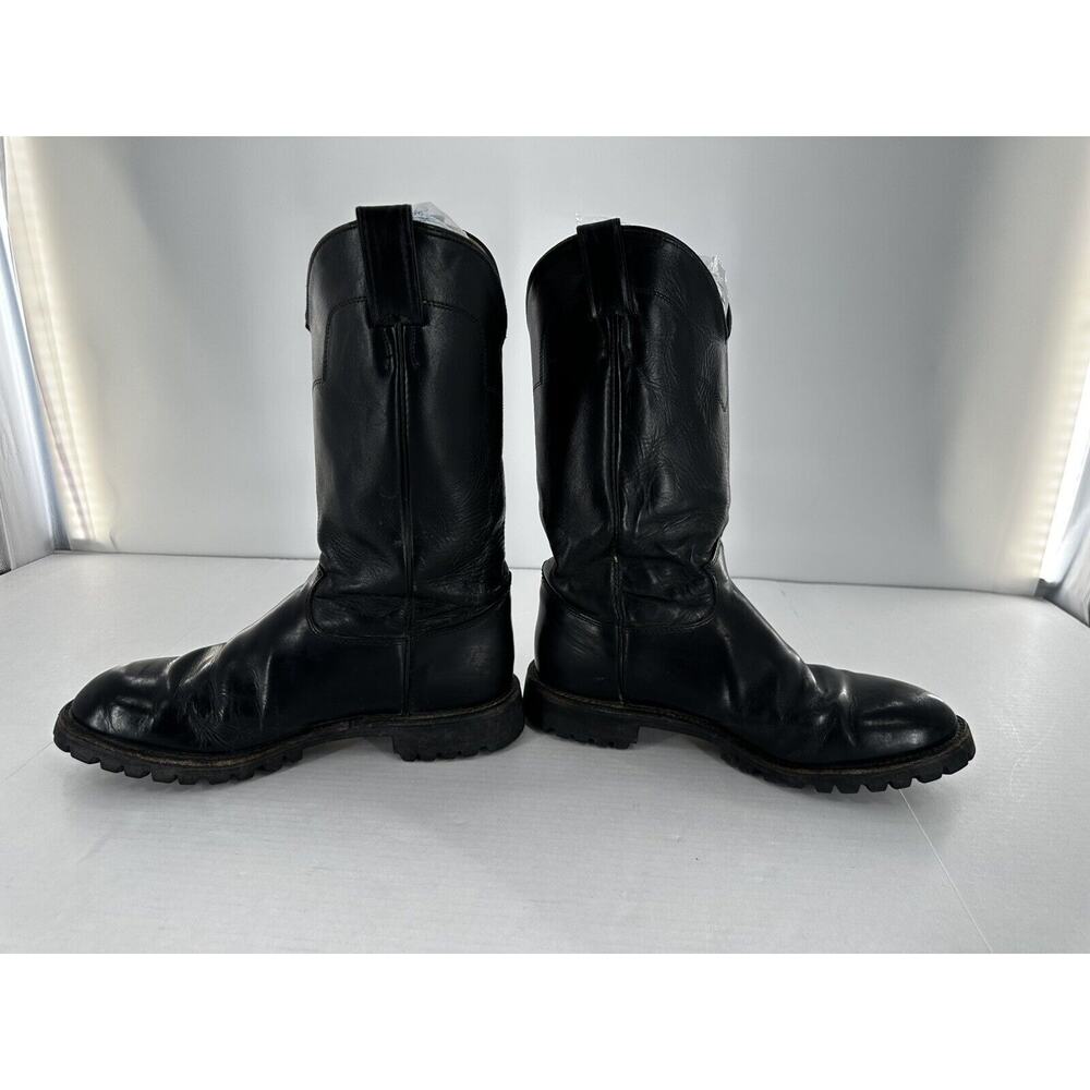 Justin Boots Mens Size 11 D Roper Cowboy Vibram Black Rodeo Work B4267 Leather - Picture 3 of 9